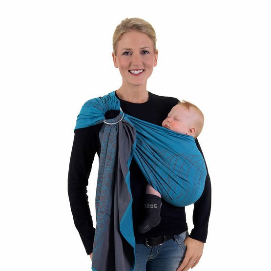 Šátek na nošení dětí Ring Sling New York turquoise BIO