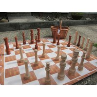 Zahradní šachy malé dřevěné - banner 90x90cm + košík